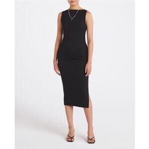 Michael Stars Charlotte Midi Dress Black Ultra Rib Sleeveless NWT M